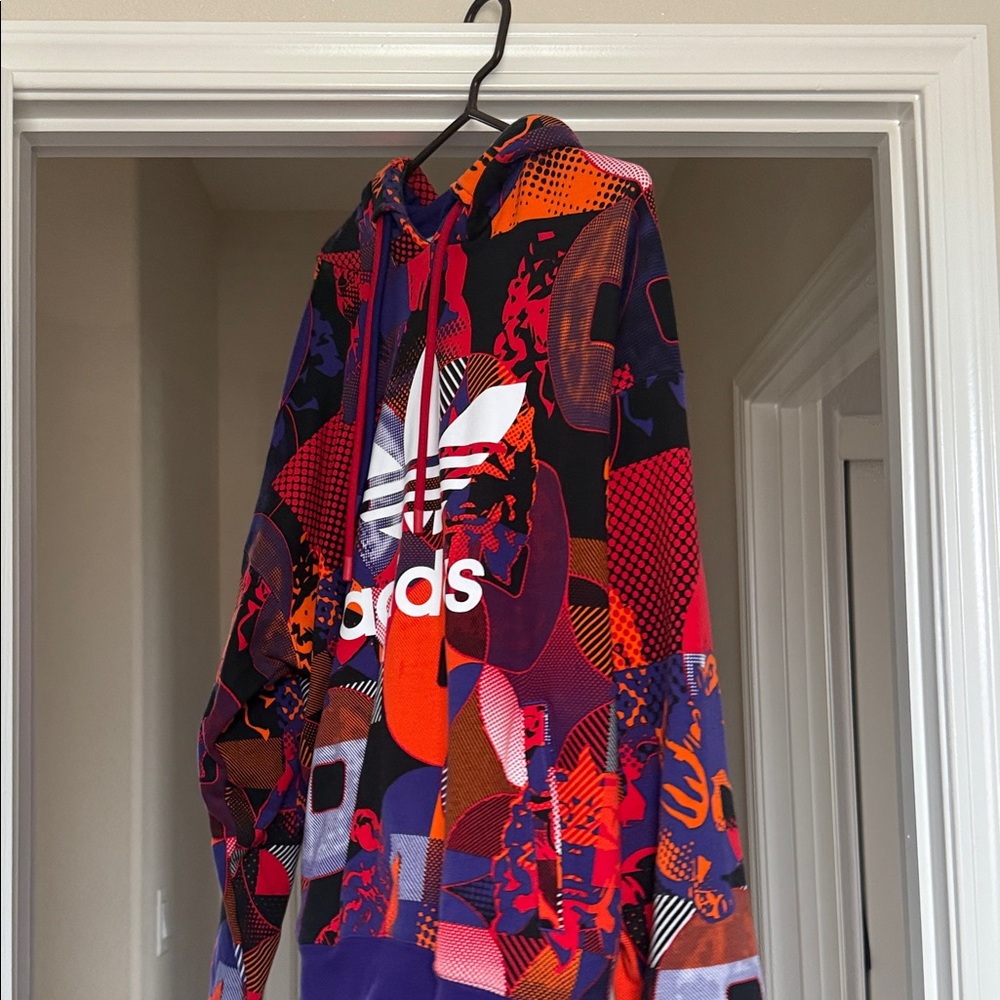Adidas Red and Purple Graphic Hoodie